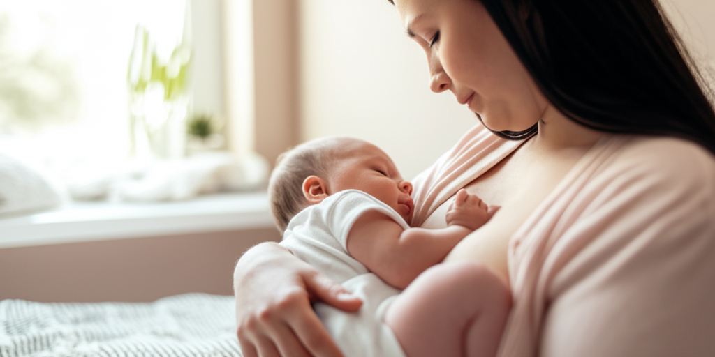 Consultoria profissional de amamentação com mãe e bebê, mostrando técnicas corretas de posicionamento